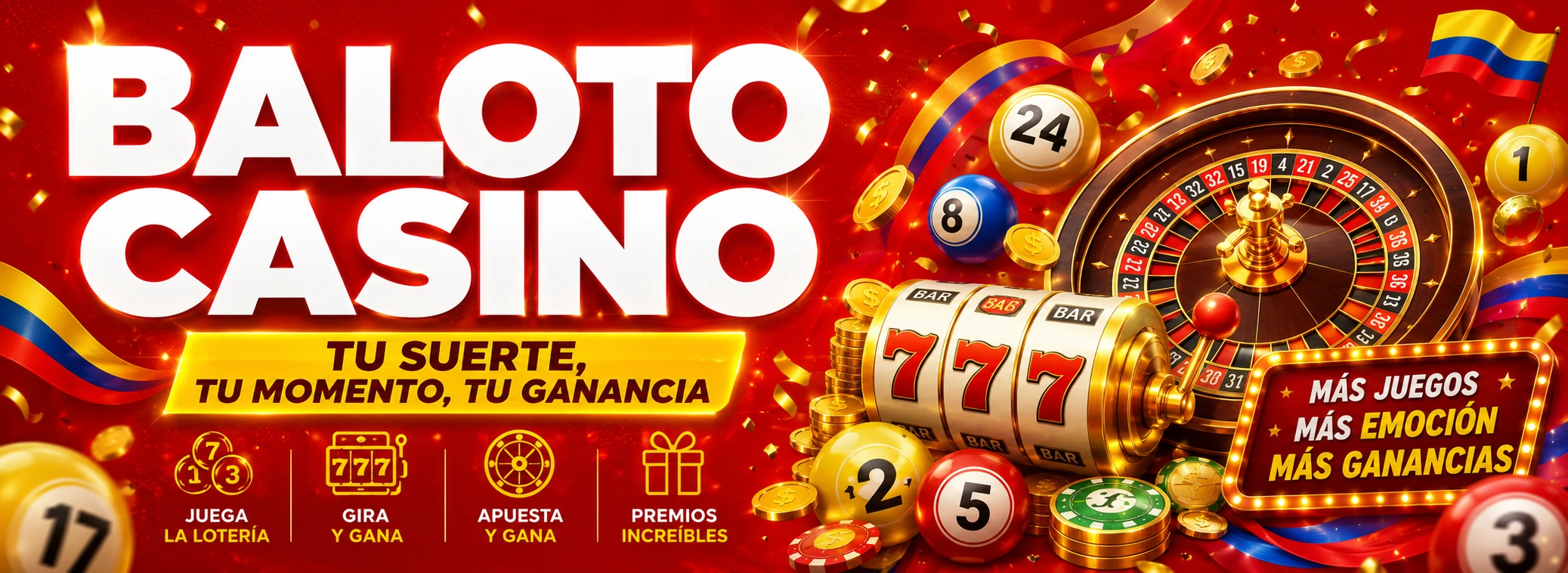 Baloto Casino Colombia — bono de bienvenida 100% hasta $300.000 COP, tragamonedas y casino en vivo